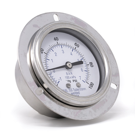 PIC GAUGES Gauge, 2.5", 30/0/100psi, 1/4"CBM, SS PRO-304D-254CE-01