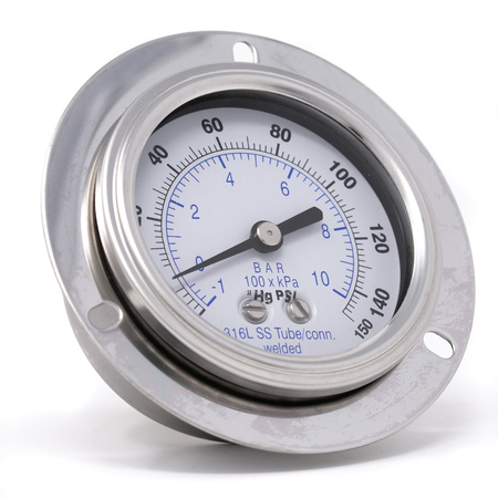 Pic Gauges Gauge, 2.5", 30/0/160psi, 1/4"CBM, SS PRO-304D-254CF-01