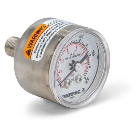 ENERPAC 1531R, Hydraulic Pressure Gauge, 1.5 in. Face, Rear Mount, 1,000 maximum psi 1531R