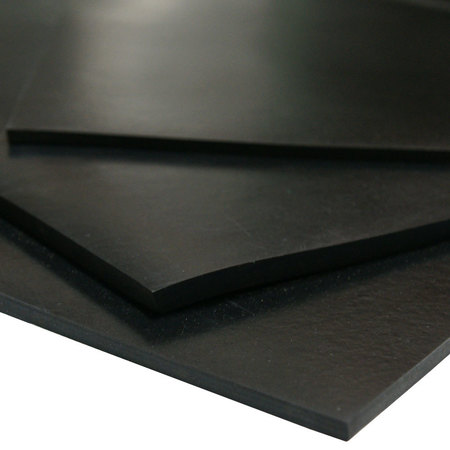 RUBBER-CAL Neoprene Sheet - 50A - Smooth Finish - Adhesive Backing - 0.25" T x 12" W x 24" L - Black 30-P50-250