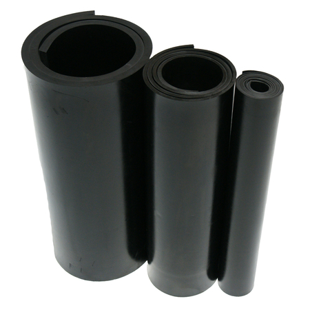 RUBBER-CAL Neoprene Sheet - 70A - Smooth Finish - Adhesive-Backing - 0.375" T x 4" W x 36" L - Black 30-P70-375-004-036
