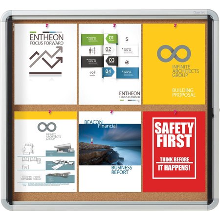 Quartet Enclosed Cork Bulletin Board 27"H, Aluminum EIHC2730