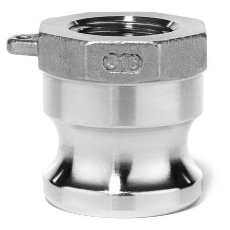 USA INDUSTRIALS Cam and Groove Fitting, 316SS, A, 1/2" Adapter x 1/2" Female NPT BULK-CGF-1