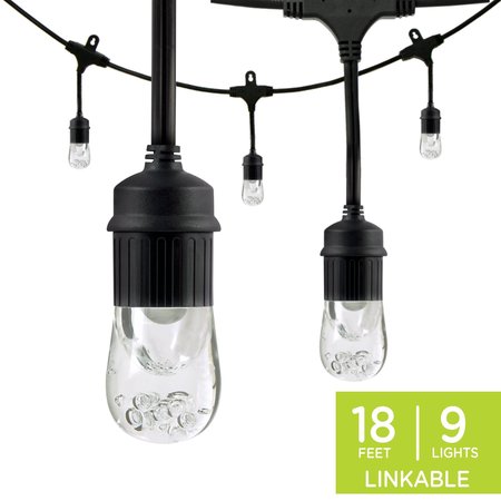 ENBRIGHTEN Cafe Lights, 18 ft., 9 Bulb 33307