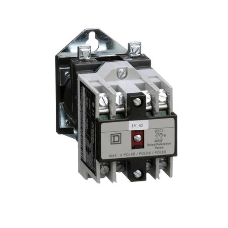 SQUARE D NEMA Control Relay, Type X, machine tool, 10A resistive at 600 VAC, 4 normally open contacts, 48 VDC coil 8501XDO40V56