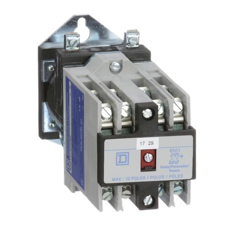 SQUARE D NEMA Control Relay, Type X, utility, 10A resistive at 600VAC, 8 normally open contacts, 125VDC coil 8501XUDO80V63