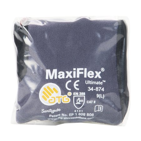 PIP Foam Nitrile Coated Gloves, Palm Coverage, Black/Gray, 2XL, PR 34-874V/XXL