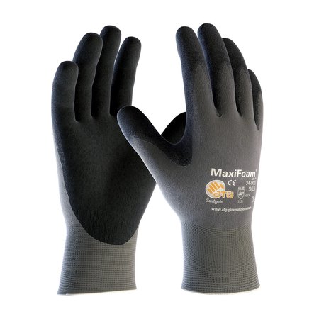 PIP Foam Nitrile Coated Gloves, Palm Coverage, Black/Gray, L, 12PK 34-900/L