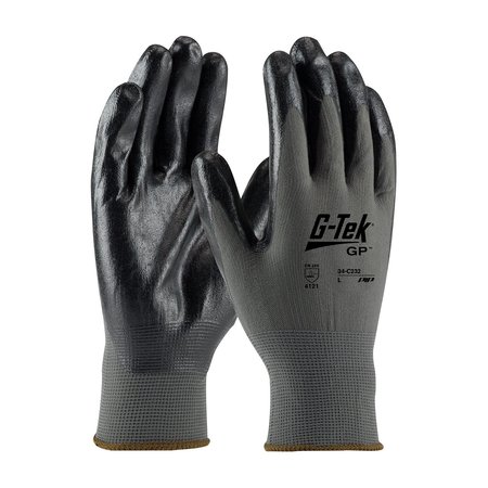 PIP Foam Nitrile Coated Gloves, Palm Coverage, Gray, M, 12PK 34-C232/M