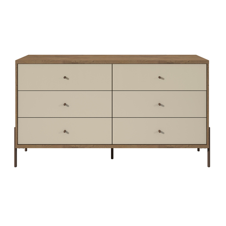 Manhattan Comfort Double Dresser, 6 Extnsn Drwr, White, 59" 350594