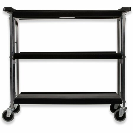 Carlisle Foodservice Fold N Go Cart 20 in x 31 in - Black, Polyethylene, 3 Shelves, 350 lb SBC203103
