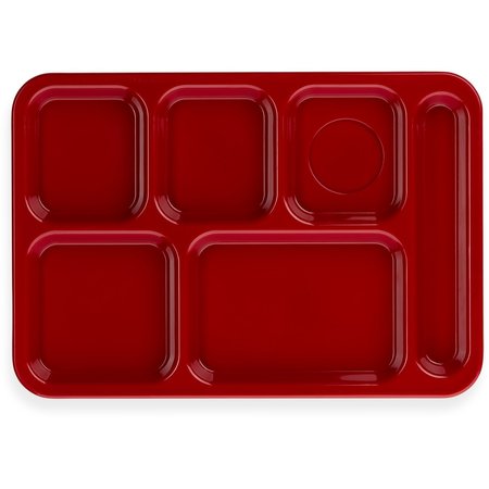 CARLISLE FOODSERVICE Right-Hand Compartment Tray, Red, PK24 614R05