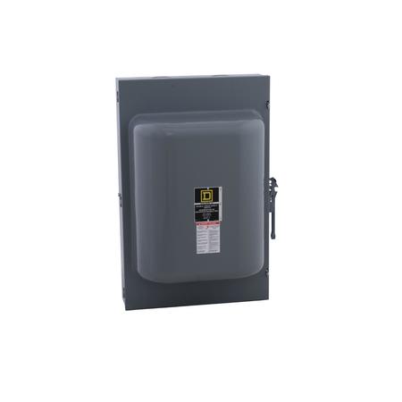 SQUARE D Safety switch, double throw, non fusible, 200A, 600V, 3 pole, 15hp, neutral factory installed, NEMA 1 82344N