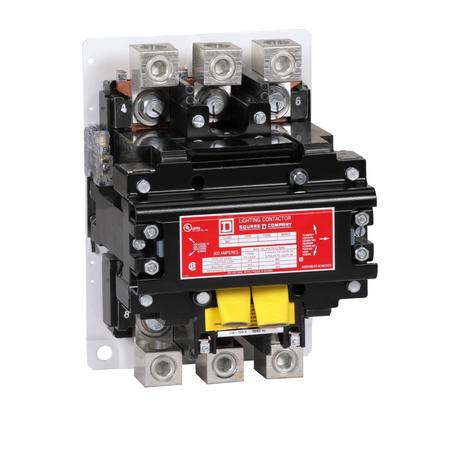 SQUARE D Contactor, Type S, multipole lighting, electrically held, 300A, 3 pole, 110/120 VAC 50/60 Hz coil, open style 8903SXO2V02