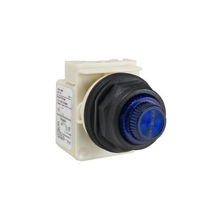 SQUARE D Pilot light, Harmony 9001SK, plastic, polycarbonate, fresnel, blue, 30mm, LED blue, 120V 9001SKP38LLL31