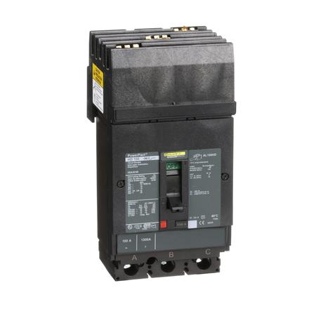 SQUARE D Molded Case Circuit Breaker, HDA Series 150A, 3 Pole, 600V AC HDA36150