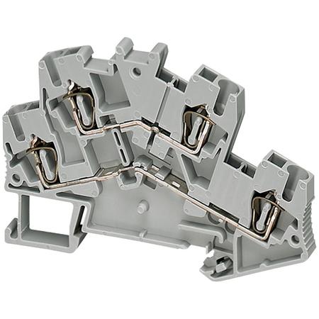 SCHNEIDER ELECTRIC Terminal block, Linergy TR, spring type, feed through, 2 level, 4 points, 2.5mm², grey, set of 50 NSYTRR24D