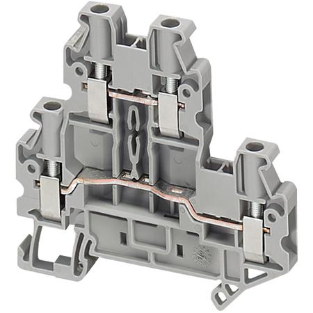 SCHNEIDER ELECTRIC Terminal block, Linergy TR, grey, 4mm2, double level, 4 points, set of 10 NSYTRV44D