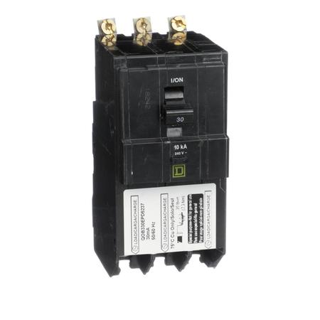 SQUARE D Mini circuit breaker, QO, 30A, 3 pole, 240VAC, 10kA, bolt on, 30mA grd fault B, ring QOB330EPD5237