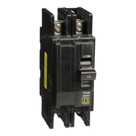 Square D Miniature Circuit Breaker, QOU Series 60A, 2 Pole, 120/240V AC QOUQ260B