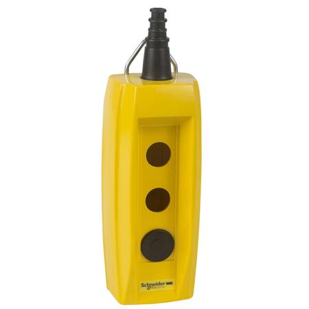 SCHNEIDER ELECTRIC Empty pendant control station, Harmony XAC, plastic, yellow, 2 cut outs, for cable 7...13mm XACB020