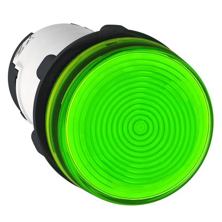 SCHNEIDER ELECTRIC Monolithic pilot light, Harmony XB7, plastic, green, 22mm, plain lens for BA9s bulb, lt 250V XB7EV63P