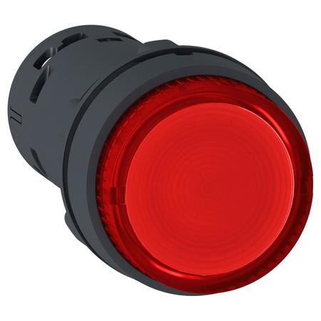 SCHNEIDER ELECTRIC Illuminated push button, Harmony XB7, red projecting, 22mm, integral LED, push and push to release, 1NO, 24V AC XB7NJ04B1