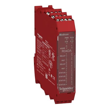 SCHNEIDER ELECTRIC Expansion module, Modicon MCM, 4 safety relay outputs, with diagnostic outout, with backplane connection, screw XPSMCMRO0004DA