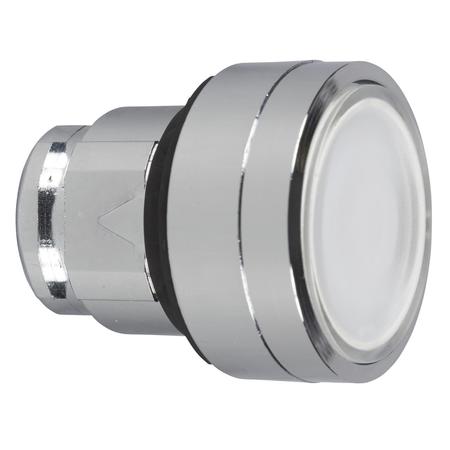 SCHNEIDER ELECTRIC Head for illuminated push button, Harmony XB4, metal, white flush, 22mm, universal LED, for insertion legend ZB4BA18