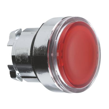 SCHNEIDER ELECTRIC Head for illuminated push button, Harmony XB4, metal, red flush, 22mm, universal LED, spring return, for insertion legend ZB4BA48