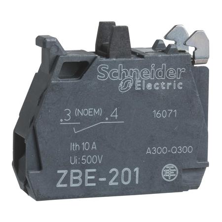 SCHNEIDER ELECTRIC Contact block, Harmony XB4, Harmony XB5, single contact, for head 22mm, standard contacts, screw terminals for lug, 1NO ZBE1019