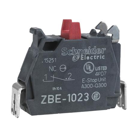 Schneider Electric Single contact block, Harmony XB4, silver alloy, faston connector, 1 NC, front mounting ZBE1023