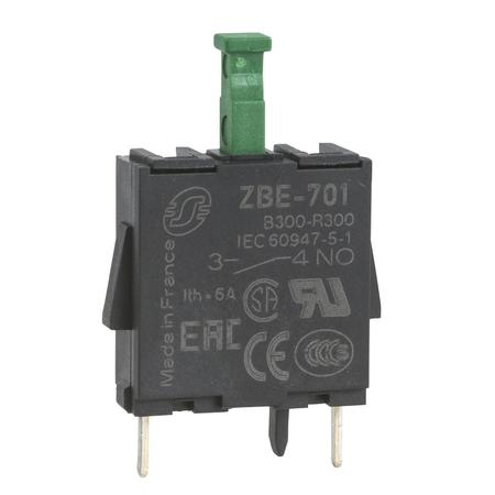 SCHNEIDER ELECTRIC Single contact block, Harmony XB4, silver alloy, pins for printed circuit board, 1NO ZBE701