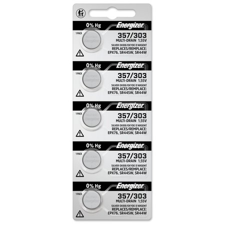 Energizer Button Cell Batery, 1.55V, PK5 357-303TZ