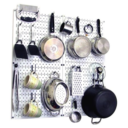 WALL CONTROL Commercial Kitchen Pegboard Rack, White/Black 35-IKTH-200-WB