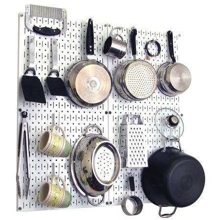 WALL CONTROL Commercial Kitchen Pegboard Rack, White/White 35-IKTH-200-WW