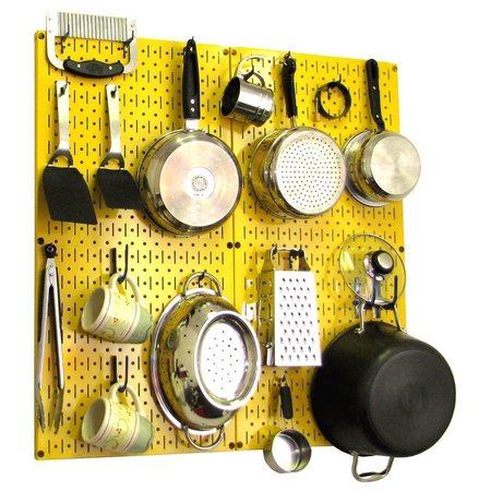 WALL CONTROL Commercial Kitchen Pegboard Rack, Yellow/Blue 35-IKTH-200-YBU
