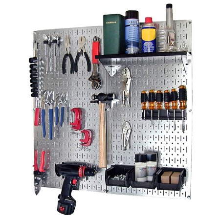 WALL CONTROL Industrial Pegboard Utility Kit, Galvanized and Black 35-IWGL-200-GVB