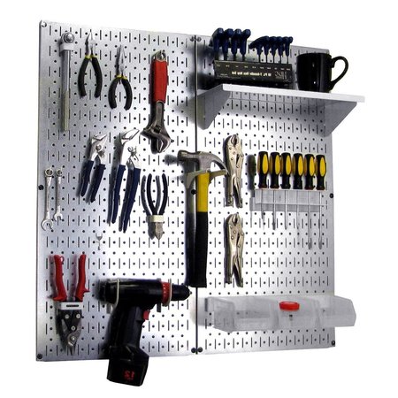 WALL CONTROL Industrial Pegboard Utility Kit, Galvanized and White 35-IWGL-200-GVW