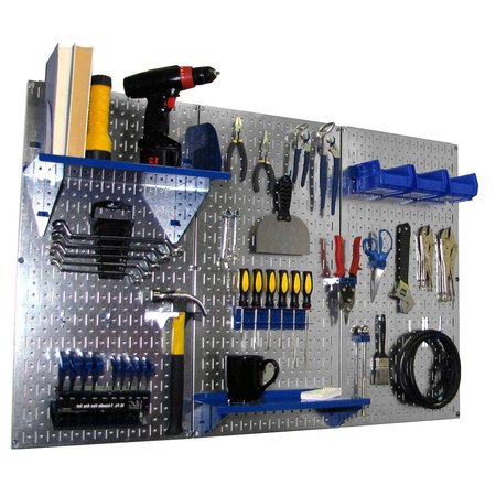 WALL CONTROL Standard Industrial Pegboard Kit, Galv/Blue 35-IWRK-400-GVBU