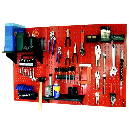 WALL CONTROL Standard Industrial Pegboard Kit, Red/Black 35-IWRK-400-RB