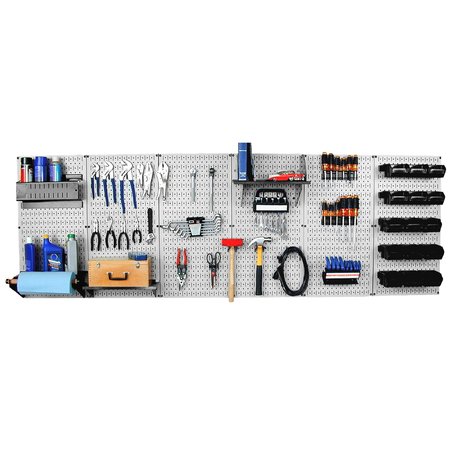 WALL CONTROL Expanded Industrial Pegboard Kit, Grey/Black 35-IWRK-800-GB