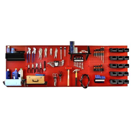 WALL CONTROL Expanded Industrial Pegboard Kit, Red/Black 35-IWRK-800-RB