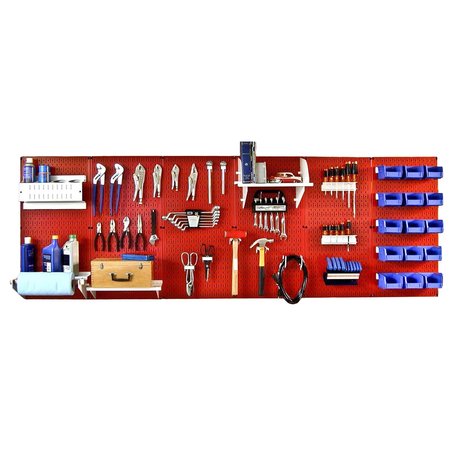 WALL CONTROL Expanded Industrial Pegboard Kit, Red/White 35-IWRK-800-RW