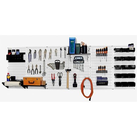 WALL CONTROL Expanded Industrial Pegboard Kit, White/Black 35-IWRK-800-WB