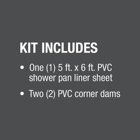 Oatey Gray PVC PVC Liner Kit, Gray, 5 ftx 6 ft., 40 mil 72" L x 41620