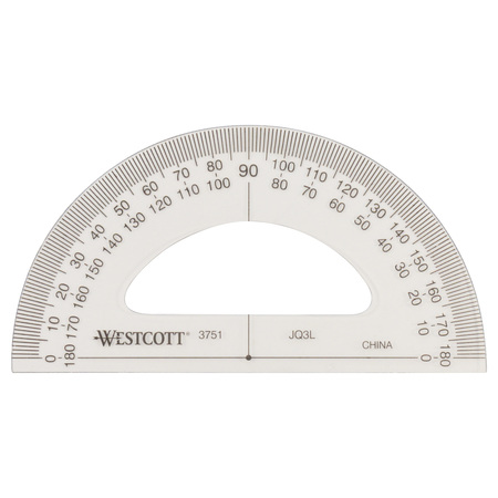 WESTCOTT Protractors, 4" 180 Semi-Circular Protractor 375