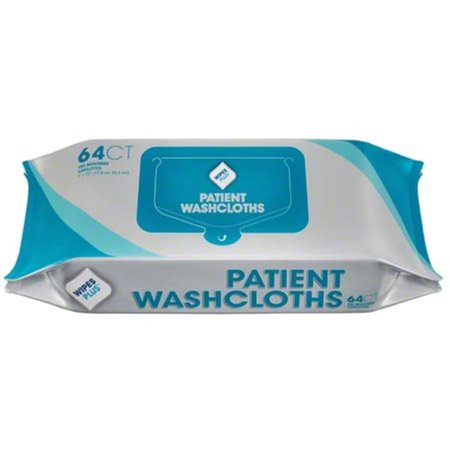 WIPESPLUS Patient Washcloths, Resealable Ref, PK12 37605