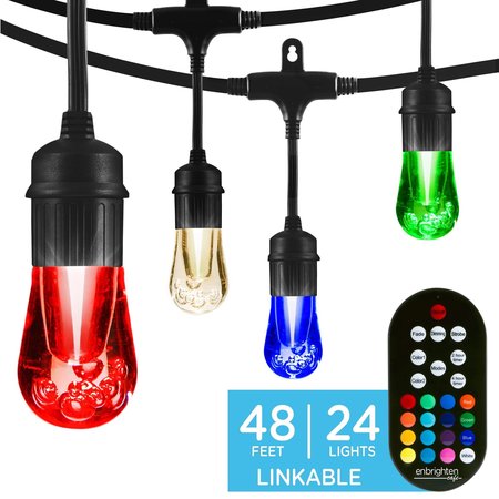 ENBRIGHTEN Seasons Cafe Lights, 48 ft., 24 Bulbs 37790