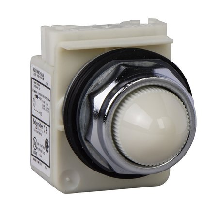 SCHNEIDER ELECTRIC Pilot light, Harmony 9001K, metal, polycarbonate, domed, white, 30mm, LED white, 24...28V 9001KP35LWW9